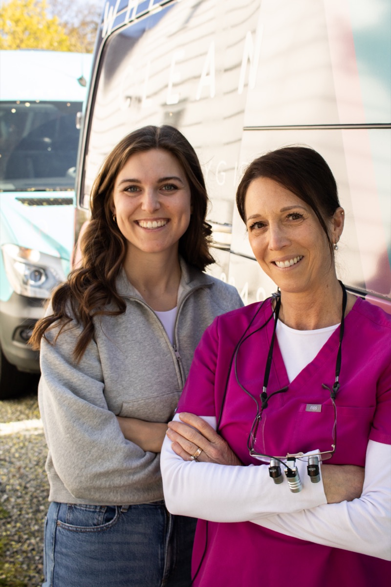 Zoe and Krista, licensed dental hygienists at Wheely Clean